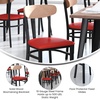 image:imageFlash Furniture Wright Commercial Dining Chair  Walnut Finish Wood Boomerang Back  Black Vinyl Seat  500 LB Capacity Black Steel Frame  Integrated FootrestNatural Birch Wood BackRed Vinyl Seat