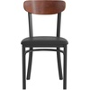 image:imageFlash Furniture Wright Commercial Dining Chair  Walnut Finish Wood Boomerang Back  Black Vinyl Seat  500 LB Capacity Black Steel Frame  Integrated FootrestWalnut Wood BackBlack Vinyl Seat