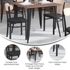 image:imageFlash Furniture Wright Commercial Dining Chair  Walnut Finish Wood Boomerang Back  Black Vinyl Seat  500 LB Capacity Black Steel Frame  Integrated FootrestNatural Birch Wood BackBlack Vinyl Seat