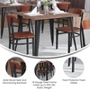 image:imageFlash Furniture Wright Commercial Dining Chair  Walnut Finish Wood Boomerang Back  Black Vinyl Seat  500 LB Capacity Black Steel Frame  Integrated FootrestWalnut