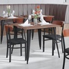 image:imageFlash Furniture Wright Commercial Dining Chair  Walnut Finish Wood Boomerang Back  Black Vinyl Seat  500 LB Capacity Black Steel Frame  Integrated FootrestWalnut Wood BackBlack Vinyl Seat
