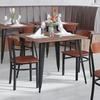 image:imageFlash Furniture Wright Commercial Dining Chair  Walnut Finish Wood Boomerang Back  Black Vinyl Seat  500 LB Capacity Black Steel Frame  Integrated FootrestWalnut