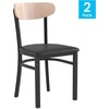 image:imageFlash Furniture Wright Commercial Dining Chair  Walnut Finish Wood Boomerang Back  Black Vinyl Seat  500 LB Capacity Black Steel Frame  Integrated FootrestNatural Birch Wood BackBlack Vinyl Seat