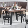 image:imageFlash Furniture Wright Commercial Dining Chair  Walnut Finish Wood Boomerang Back  Black Vinyl Seat  500 LB Capacity Black Steel Frame  Integrated FootrestNatural Birch Wood BackBlack Vinyl Seat