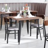 image:imageFlash Furniture Wright Commercial Dining Chair  Walnut Finish Wood Boomerang Back  Black Vinyl Seat  500 LB Capacity Black Steel Frame  Integrated FootrestWalnut Wood BackGray Vinyl Seat