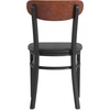 image:imageFlash Furniture Wright Commercial Dining Chair  Walnut Finish Wood Boomerang Back  Black Vinyl Seat  500 LB Capacity Black Steel Frame  Integrated FootrestWalnut Wood BackBlack Vinyl Seat