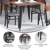 image:imageFlash Furniture Wright Commercial Dining Chair  Walnut Finish Wood Boomerang Back  Black Vinyl Seat  500 LB Capacity Black Steel Frame  Integrated FootrestWalnut Wood BackGray Vinyl Seat