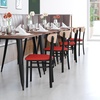 image:imageFlash Furniture Wright Commercial Dining Chair  Walnut Finish Wood Boomerang Back  Black Vinyl Seat  500 LB Capacity Black Steel Frame  Integrated FootrestNatural Birch Wood BackRed Vinyl Seat