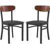 image:imageFlash Furniture Wright Commercial Dining Chair  Walnut Finish Wood Boomerang Back  Black Vinyl Seat  500 LB Capacity Black Steel Frame  Integrated FootrestWalnut Wood BackBlack Vinyl Seat
