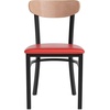 image:imageFlash Furniture Wright Commercial Dining Chair  Walnut Finish Wood Boomerang Back  Black Vinyl Seat  500 LB Capacity Black Steel Frame  Integrated FootrestNatural Birch Wood BackRed Vinyl Seat