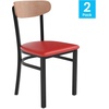 image:imageFlash Furniture Wright Commercial Dining Chair  Walnut Finish Wood Boomerang Back  Black Vinyl Seat  500 LB Capacity Black Steel Frame  Integrated FootrestNatural Birch Wood BackRed Vinyl Seat