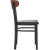 image:imageFlash Furniture Wright Commercial Dining Chair  Walnut Finish Wood Boomerang Back  Black Vinyl Seat  500 LB Capacity Black Steel Frame  Integrated FootrestWalnut Wood BackBlack Vinyl Seat