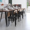 image:imageFlash Furniture Wright Commercial Dining Chair  Walnut Finish Wood Boomerang Back  Black Vinyl Seat  500 LB Capacity Black Steel Frame  Integrated FootrestNatural Birch Wood BackBlack Vinyl Seat