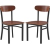 image:imageFlash Furniture Wright Commercial Dining Chair  Walnut Finish Wood Boomerang Back  Black Vinyl Seat  500 LB Capacity Black Steel Frame  Integrated FootrestWalnut