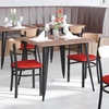 image:imageFlash Furniture Wright Commercial Dining Chair  Walnut Finish Wood Boomerang Back  Black Vinyl Seat  500 LB Capacity Black Steel Frame  Integrated FootrestNatural Birch Wood BackRed Vinyl Seat