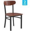 image:imageFlash Furniture Wright Commercial Dining Chair  Walnut Finish Wood Boomerang Back  Black Vinyl Seat  500 LB Capacity Black Steel Frame  Integrated FootrestWalnut