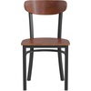 image:imageFlash Furniture Wright Commercial Dining Chair  Walnut Finish Wood Boomerang Back  Black Vinyl Seat  500 LB Capacity Black Steel Frame  Integrated FootrestWalnut