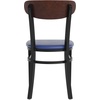 image:imageFlash Furniture Wright Commercial Dining Chair  Walnut Finish Wood Boomerang Back  Black Vinyl Seat  500 LB Capacity Black Steel Frame  Integrated FootrestWalnut Wood BackBlue Vinyl Seat