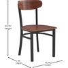 image:imageFlash Furniture Wright Commercial Dining Chair  Walnut Finish Wood Boomerang Back  Black Vinyl Seat  500 LB Capacity Black Steel Frame  Integrated FootrestWalnut