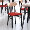 image:imageFlash Furniture Wright Commercial Dining Chair  Walnut Finish Wood Boomerang Back  Black Vinyl Seat  500 LB Capacity Black Steel Frame  Integrated FootrestNatural Birch Wood BackRed Vinyl Seat