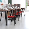 image:imageFlash Furniture Wright Commercial Dining Chair  Walnut Finish Wood Boomerang Back  Black Vinyl Seat  500 LB Capacity Black Steel Frame  Integrated FootrestWalnut Wood BackRed Vinyl Seat