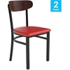 image:imageFlash Furniture Wright Commercial Dining Chair  Walnut Finish Wood Boomerang Back  Black Vinyl Seat  500 LB Capacity Black Steel Frame  Integrated FootrestWalnut Wood BackRed Vinyl Seat
