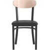 image:imageFlash Furniture Wright Commercial Dining Chair  Walnut Finish Wood Boomerang Back  Black Vinyl Seat  500 LB Capacity Black Steel Frame  Integrated FootrestNatural Birch Wood BackBlack Vinyl Seat