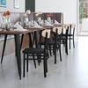 image:imageFlash Furniture Wright Commercial Dining Chair  Walnut Finish Wood Boomerang Back  Black Vinyl Seat  500 LB Capacity Black Steel Frame  Integrated FootrestNatural Birch Wood BackBlack Vinyl Seat
