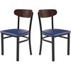 image:imageFlash Furniture Wright Commercial Dining Chair  Walnut Finish Wood Boomerang Back  Black Vinyl Seat  500 LB Capacity Black Steel Frame  Integrated FootrestWalnut Wood BackBlue Vinyl Seat