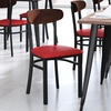 image:imageFlash Furniture Wright Commercial Dining Chair  Walnut Finish Wood Boomerang Back  Black Vinyl Seat  500 LB Capacity Black Steel Frame  Integrated FootrestWalnut Wood BackRed Vinyl Seat