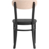 image:imageFlash Furniture Wright Commercial Dining Chair  Walnut Finish Wood Boomerang Back  Black Vinyl Seat  500 LB Capacity Black Steel Frame  Integrated FootrestNatural Birch Wood BackBlack Vinyl Seat