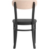 image:imageFlash Furniture Wright Commercial Dining Chair  Walnut Finish Wood Boomerang Back  Black Vinyl Seat  500 LB Capacity Black Steel Frame  Integrated FootrestNatural Birch Wood BackBlack Vinyl Seat