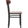 image:imageFlash Furniture Wright Commercial Dining Chair  Walnut Finish Wood Boomerang Back  Black Vinyl Seat  500 LB Capacity Black Steel Frame  Integrated FootrestWalnut