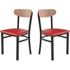 image:imageFlash Furniture Wright Commercial Dining Chair  Walnut Finish Wood Boomerang Back  Black Vinyl Seat  500 LB Capacity Black Steel Frame  Integrated FootrestNatural Birch Wood BackRed Vinyl Seat