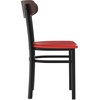 image:imageFlash Furniture Wright Commercial Dining Chair  Walnut Finish Wood Boomerang Back  Black Vinyl Seat  500 LB Capacity Black Steel Frame  Integrated FootrestWalnut Wood BackRed Vinyl Seat