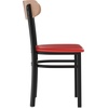image:imageFlash Furniture Wright Commercial Dining Chair  Walnut Finish Wood Boomerang Back  Black Vinyl Seat  500 LB Capacity Black Steel Frame  Integrated FootrestNatural Birch Wood BackRed Vinyl Seat