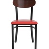 image:imageFlash Furniture Wright Commercial Dining Chair  Walnut Finish Wood Boomerang Back  Black Vinyl Seat  500 LB Capacity Black Steel Frame  Integrated FootrestWalnut Wood BackRed Vinyl Seat