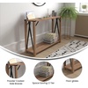 image:imageFlash Furniture Wyatt Modern Farmhouse 2 Tier Console Table  Gray Wash Engineered Wood Frame  Black Metal Crisscross Side Braces and Corner AccentsRustic Oak