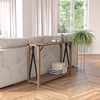 image:imageFlash Furniture Wyatt Modern Farmhouse 2 Tier Console Table  Gray Wash Engineered Wood Frame  Black Metal Crisscross Side Braces and Corner AccentsRustic Oak