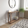 image:imageFlash Furniture Wyatt Modern Farmhouse 2 Tier Console Table  Gray Wash Engineered Wood Frame  Black Metal Crisscross Side Braces and Corner AccentsRustic Oak
