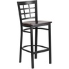 image:imageFlash Furniture 2 Pack HERCULES Series Black Window Back Metal Restaurant Barstool  Black Vinyl SeatWalnut Wood SeatBlack Metal Frame