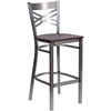 Walnut Wood Seat/Clear Coated Metal Frame