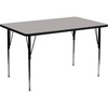 image:imageFlash Furniture 30W x 60L Rectangular Grey HP Laminate Activity Table  Standard Height Adjustable LegsGrey