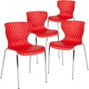 image:imageFlash Furniture 4 Pack Lowell Contemporary Design Citrus Green Plastic Stack ChairRed