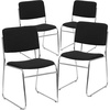 image:imageFlash Furniture 4 Pk HERCULES Series 1000 lb Capacity Black Fabric High Density Stacking Chair with Chrome Sled Base
