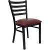 image:imageFlash Furniture 4 Pk HERCULES Series Black Ladder Back Metal Restaurant Chair  Burgundy Vinyl SeatRed