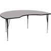 image:imageFlash Furniture 48W x 72L Kidney Grey Thermal Laminate Activity Table  Standard Height Adjustable LegsGrey