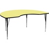 image:imageFlash Furniture 48W x 72L Kidney Grey Thermal Laminate Activity Table  Standard Height Adjustable LegsYellow