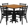 image:imageFlash Furniture 5Piece 36 Square Laminate Dining Table and Chairs Set Restaurant Dining Set with Table XBase and 4 Ladder Back Chairs BlackNatural TopBlack Vinyl Seat