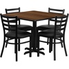 image:imageFlash Furniture 5Piece 36 Square Laminate Dining Table and Chairs Set Restaurant Dining Set with Table XBase and 4 Ladder Back Chairs BlackWalnut TopBlack Vinyl Seat